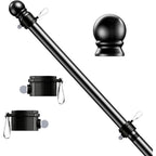 5 Ft Flag Pole, Tangle Free Spinning Stainless Steel Weather Resistant Rustproof Flagpole For 3X5 Usa Flag Sports Fan Outdoor Flags 1" Dia Flag Poles For Outside House, Wall-Mounted (Black)