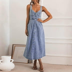 Utcoco Denim Dress For Women Sleeveless Button Down Slim Fit Midi Jean Dresses For Women 2026