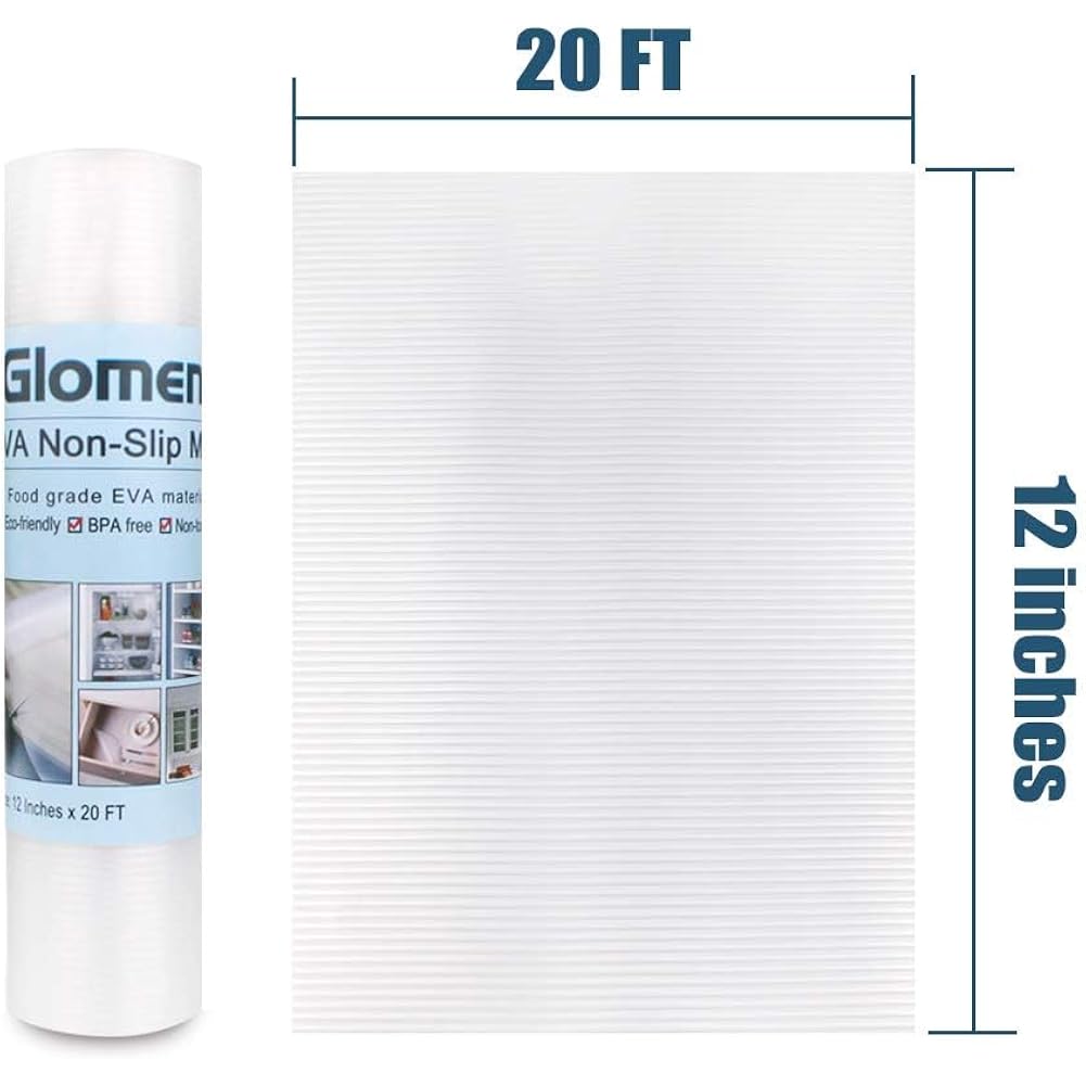 Shelf Liner, Non-Slip Cabinet Liner, Washable Oil-Proof for Kitchen Cabinet, Shelves, Refrigerator, Storage, Desks, 12 Inches x 20 FT, Non Adhesive Drawers