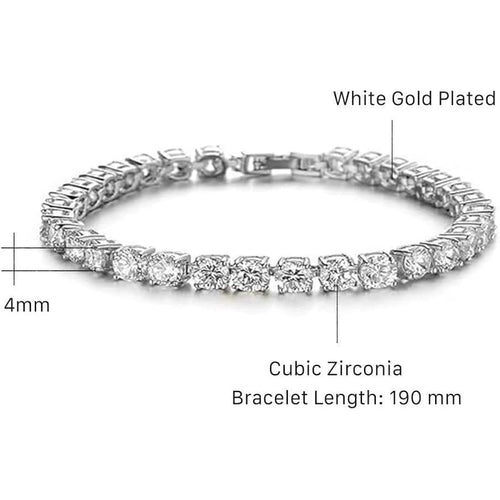 14K Silver Plated Tennis Bracelet Set Cubic Zirconia Classic Adjustable Bracelet Silver Bracelets for Women Birthday Mother's Day Wedding Gift