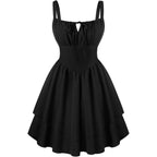 Scarlet Darkness Corset Mini Dress For Women Teens 2026 Summer Ruffle Sundress Graduation Homecoming Dresses