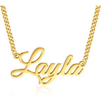 Name Necklace Personalized, 18K Gold Plated Custom Name Necklaces for Women Customized Name Plate Pendant Jewelry Gifts for Women