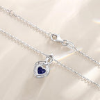 FANCIME 14K Solid White Gold Heart Birthstone Necklace with Diamond Pendent Birthday Gifts for Mom Women, Sterling Silver Chain 16" + 2" Extender