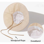 Sun Hats for Women-Large Wide Brim-Summer UV-Protection Outdoor Fishing Hat Packable Beach Bucket Cap Beige