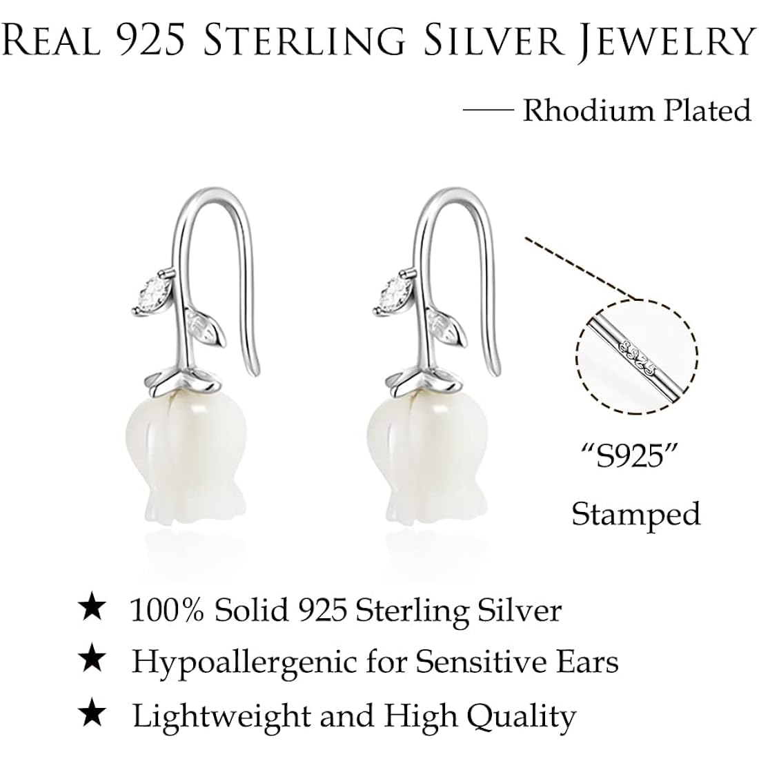 Reffeer Solid 925 Sterling Silver Flower Crawler Cuff Earrings Wraps for Women Teens Flower Wrap Earrings Climber