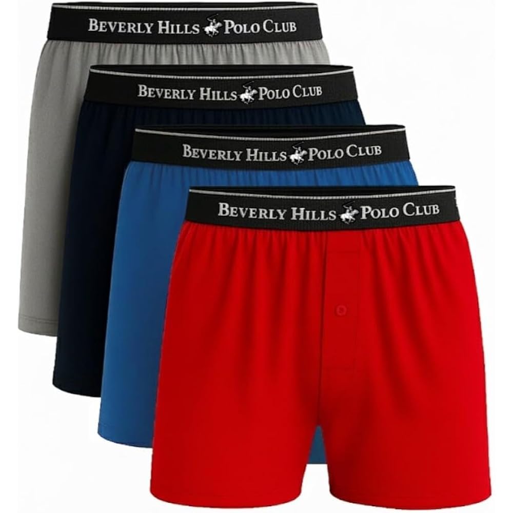 Beverly Hills Polo Club Men'S 4 Pack Knit Boxer Short