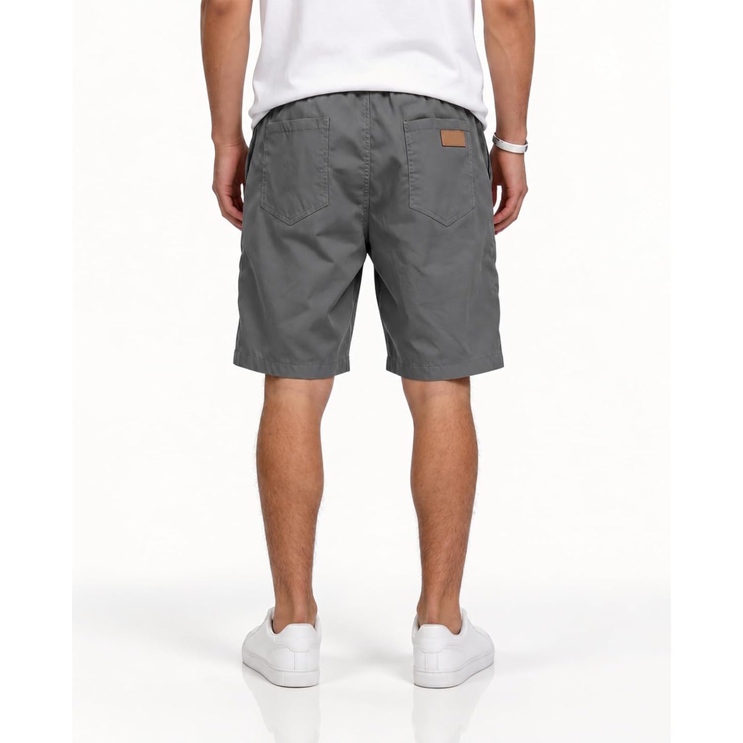 Poplee Mens Casual Shorts Cotton Drawstring Summer Beach Shorts Stretch Twill Chino Golf Shorts With Pockets