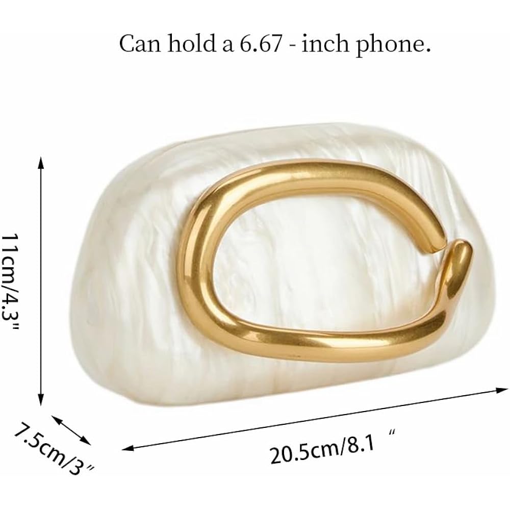 Women Acrylic Clutch Box Metal Handle Evening Bag Trendy Ladies Shoulder Crossbody Purse for Wedding Party Causal