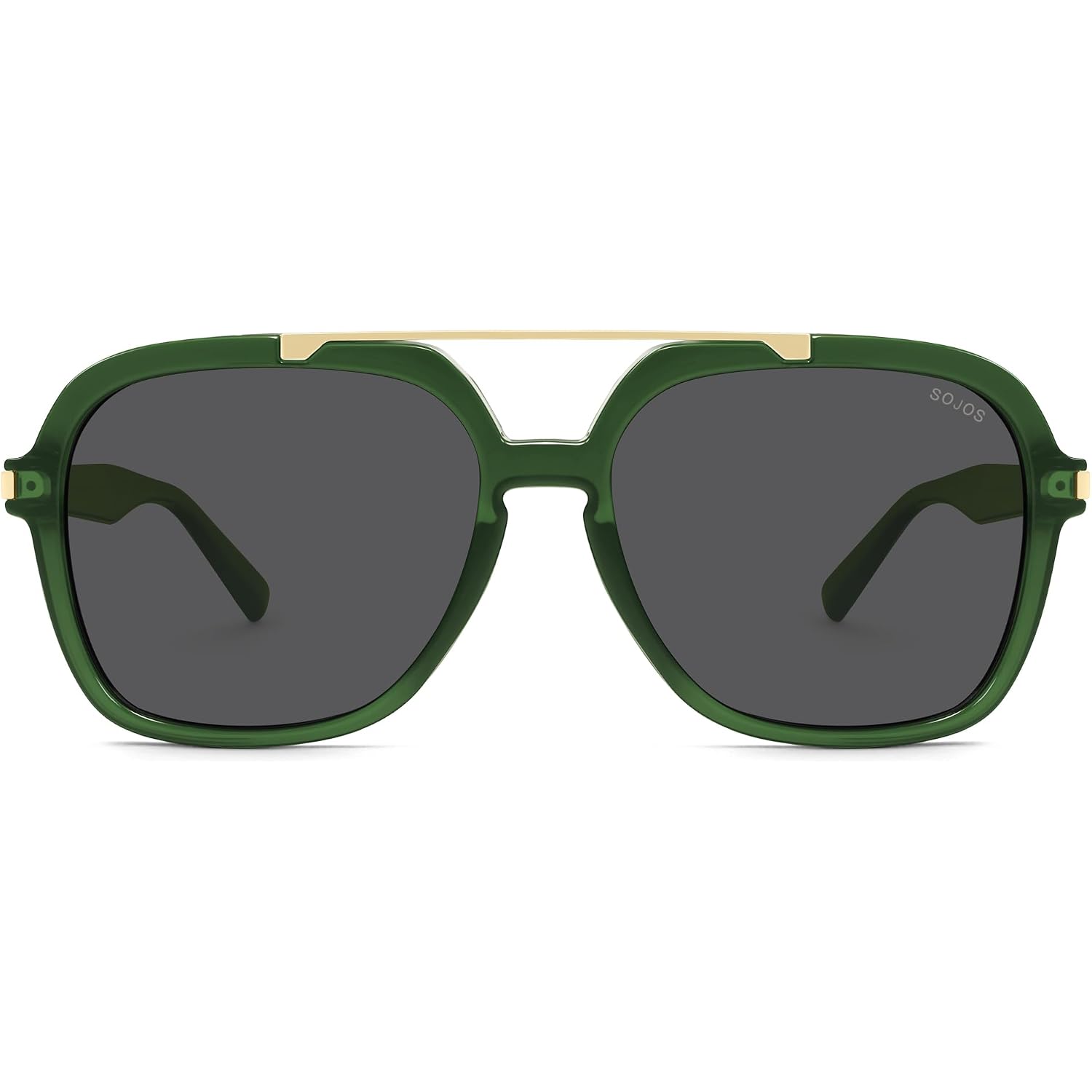 SOJOS Big Trendy Polarized Aviator Sunglasses for Women Men, 80s 90s Retro Square Aviators Sun Glasses SJ2672 Dark Green/Grey