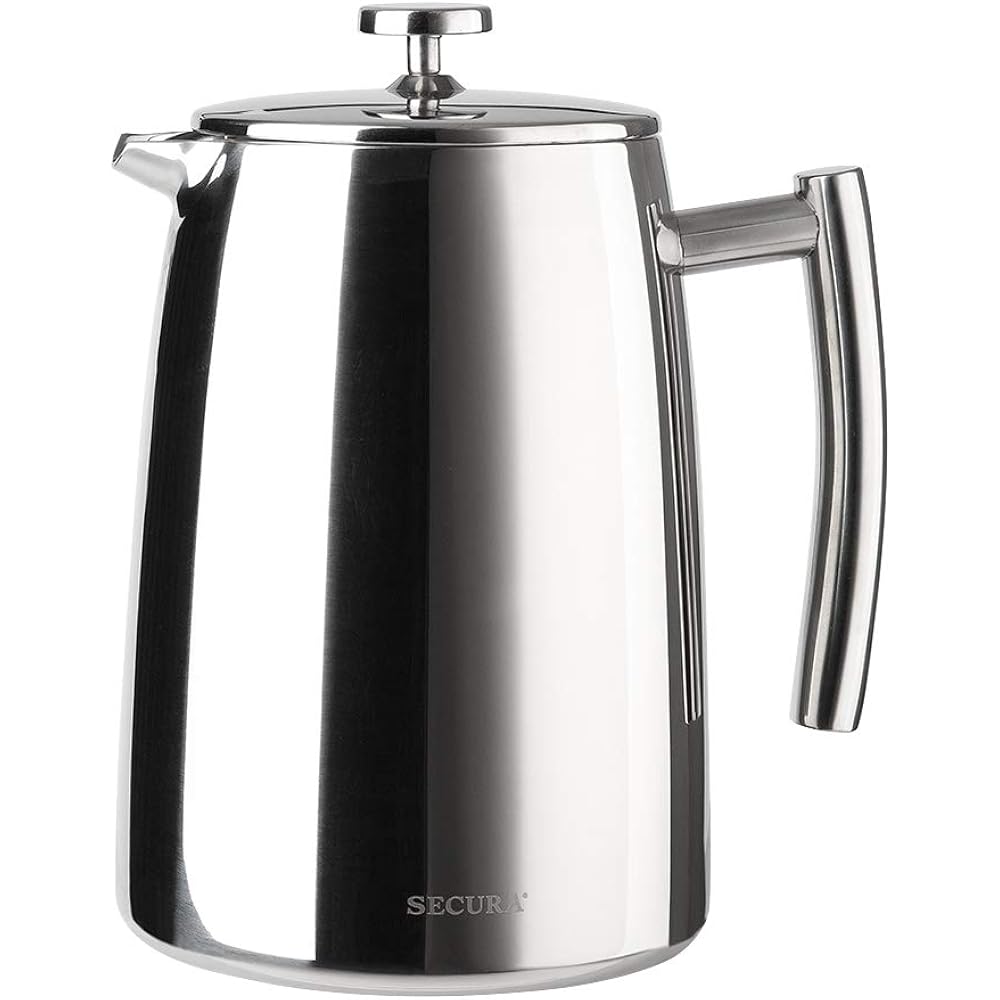 Secura French Press Coffee Maker, 50-Ounce, 304 Stainless Steel Insulated Coffee Press With Extra Screen