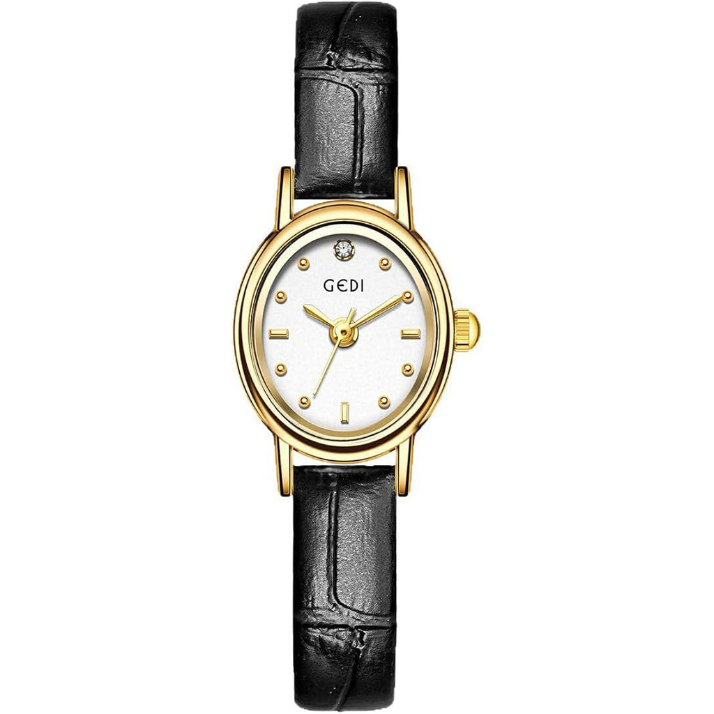 FANMIS Vintage Small Golden Bracelet Women’s Watches Dainty Minimalism Oval Dress Bangle Watch Easy to Read Waterproof Wristwatch,Adjustable Stainless Steel & Expansion Band