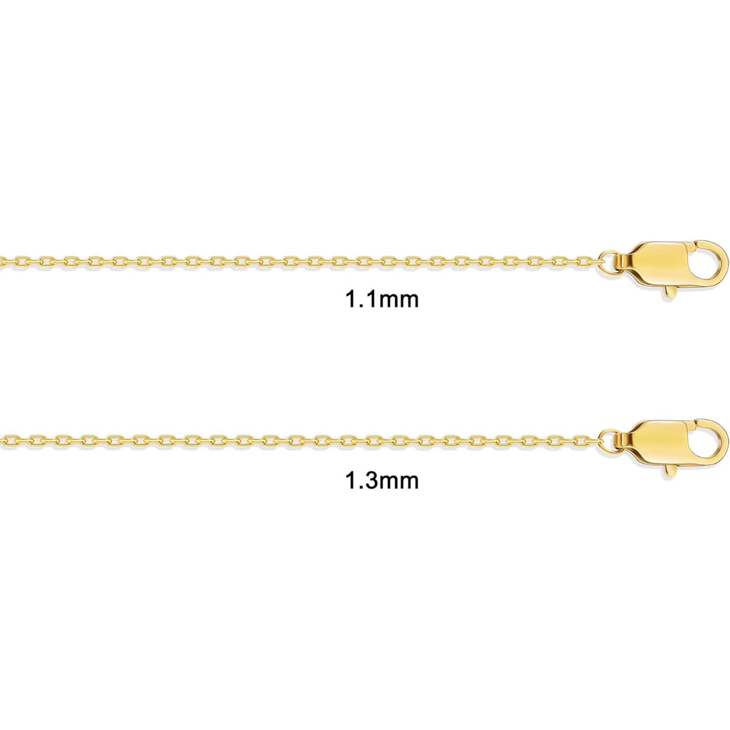 Gacimy Chain Necklace for Women, 14K Gold Plated/Silver Tone Cable Chain for Women, 1.1/1.3mm Thin Dainty Necklace Chains 16-24 Inch