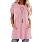 2026 Womens Henley Tunic Tops for Leggings Dressy Casual with Pockets Button Down Pleated Blouses Long Tee Shirts