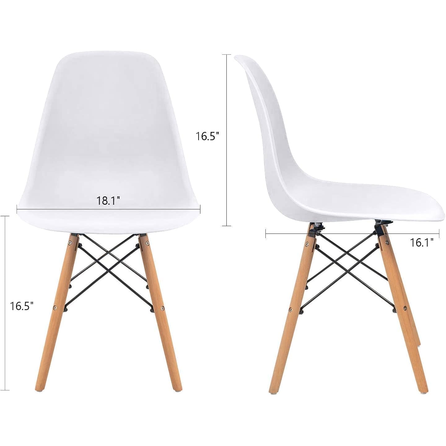 Furmax Modern Style Dining Chair Mid Century Modern Dsw Chair, Shell Lounge Plastic Chair For Kitchen, Dining, Bedroom, Living Room Side Chairs Set Of 4(White)