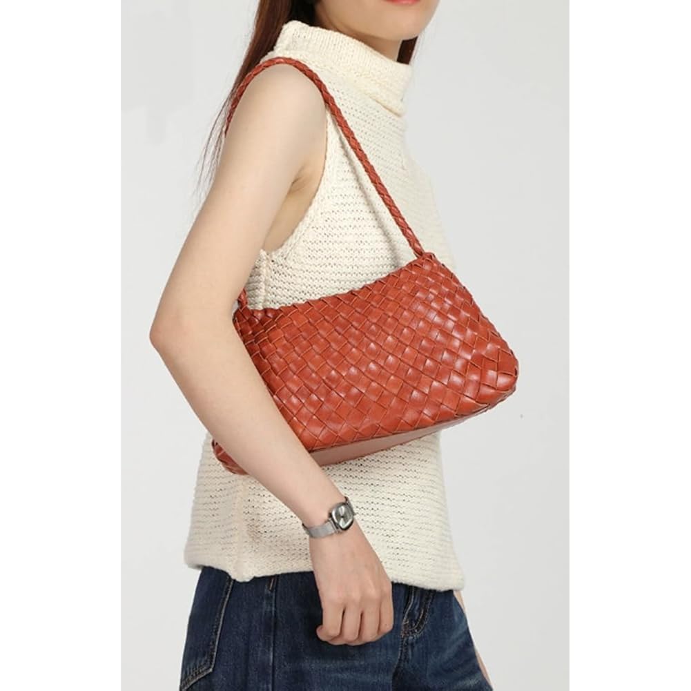 Woven Hobo Bags for Women Suede Woven Tote Bag Trendy Bucket Purse Underarm Shoulder Bag Vintage Handbag Retro Clutch Purses