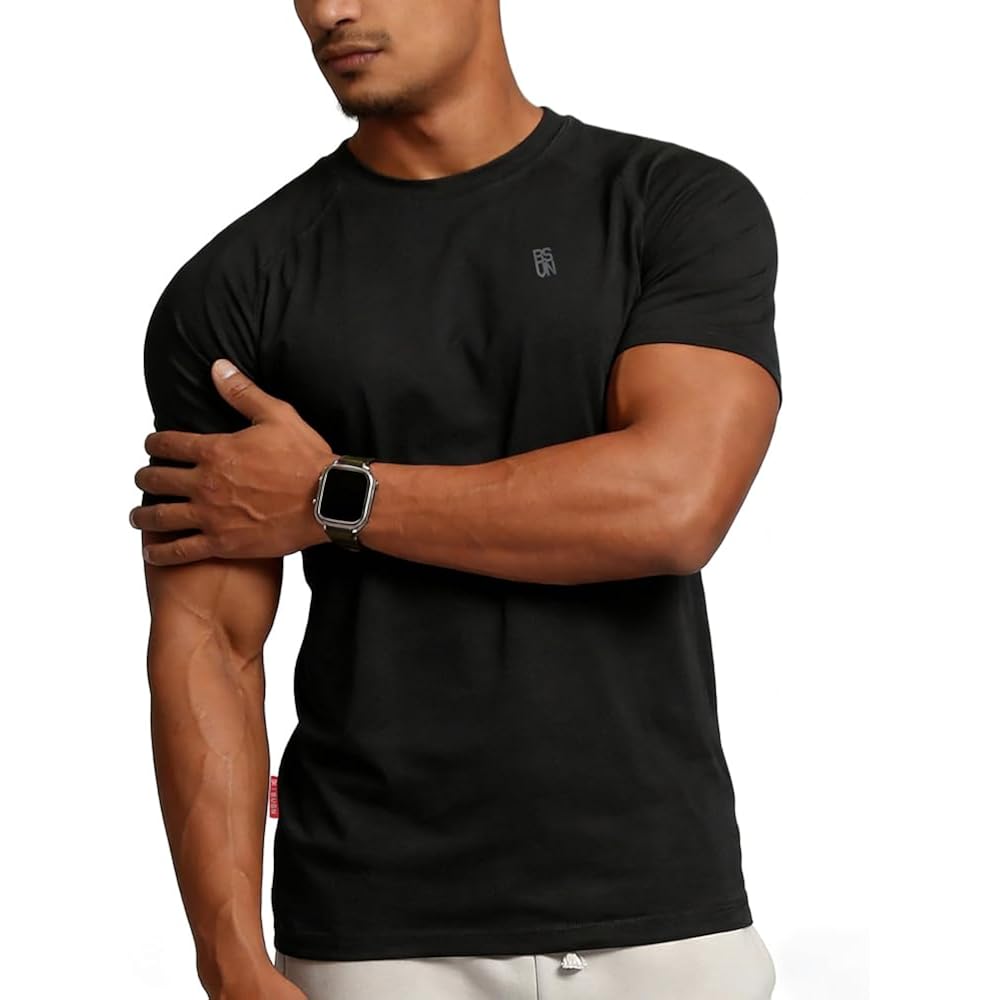 Casual Short Sleeve Crew Neck Classic Wicking Breathable Fitness Muscle Athletic T Shirts Mens