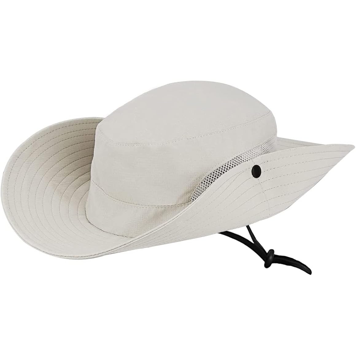 Womens Summer Sun-Hat Outdoor UV Protection Fishing Hat Wide Brim Foldable-Beach-Bucket-Hat with Ponytail-Hole