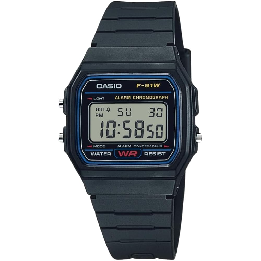 Casio F91W Series | Digital Watch | Water Resistant | Led Light | 1/100 Sec Stopwatch | Regular Time Keeping (Hr, Min, Sec, Pm, Date, Day) | Daily Alarm | Lightweight | 7 Year Battery