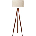 Lepower Tripod Floor Lamp Mid Century Modern Standing Lamps For Living Room | Light-Diffusing Linen Shade, Premium Rubberwood Tripod With E26 Base, Adding Warmth To Bedroom, Office & Study Corner Brown