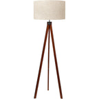 Lepower Tripod Floor Lamp Mid Century Modern Standing Lamps For Living Room | Light-Diffusing Linen Shade, Premium Rubberwood Tripod With E26 Base, Adding Warmth To Bedroom, Office & Study Corner Brown
