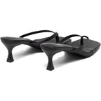 Thong Sandals Kitten Heels Square Toe Flip Flops Slip On Heels For Women Kitten Heel Sandals Low Heel 2.4 Inch For Casual