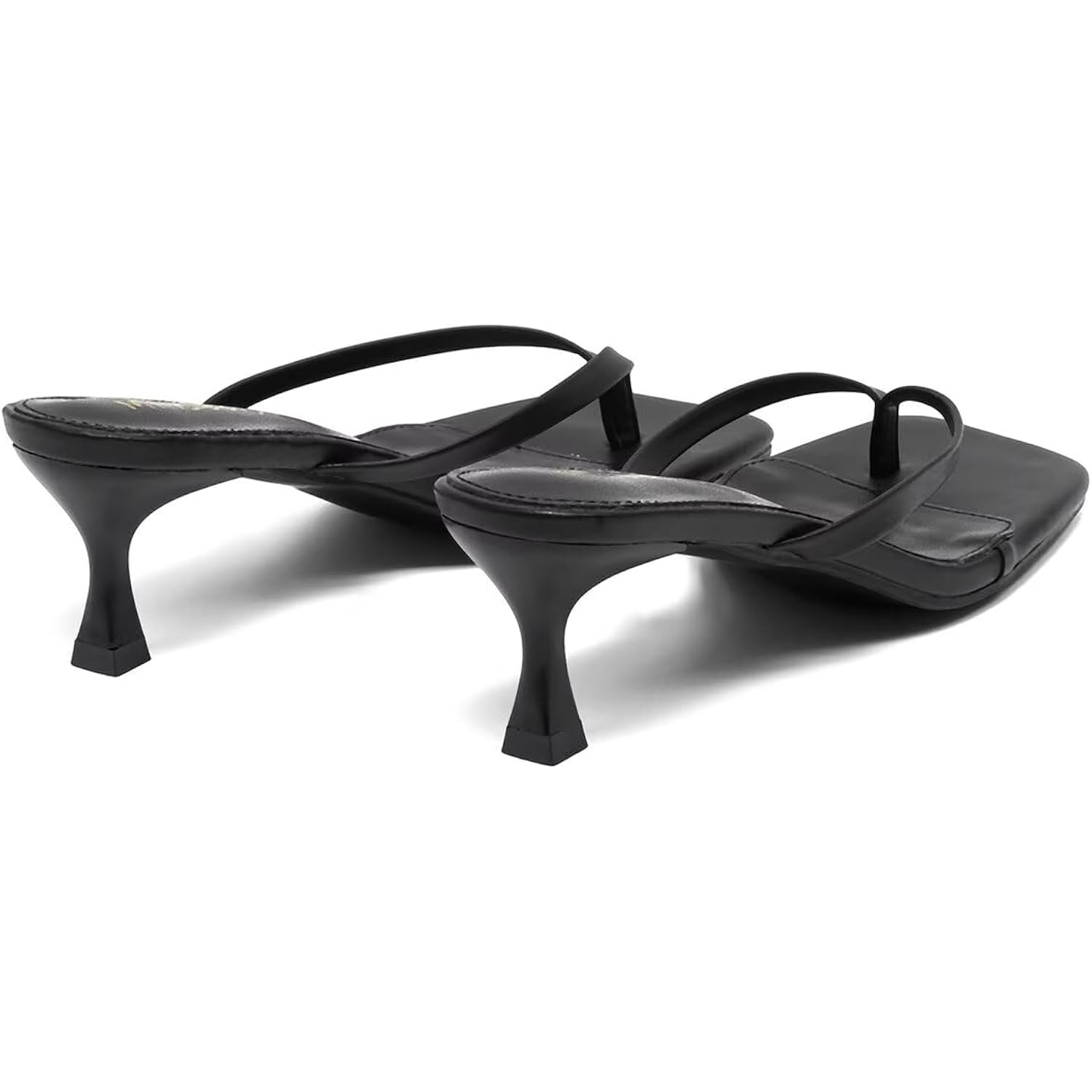 Thong Sandals Kitten Heels Square Toe Flip Flops Slip On Heels For Women Kitten Heel Sandals Low Heel 2.4 Inch For Casual