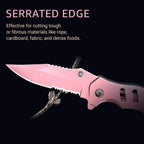 Pink Pocket Knife For Women - Legal Small Knife - 2.68 Inch Serrated Blade - Womens Knife For Self Defense - Cute Girl Survival Tool Pocket, Folding Mincing Knives - Mothers Day Gift Idea - 6655 P