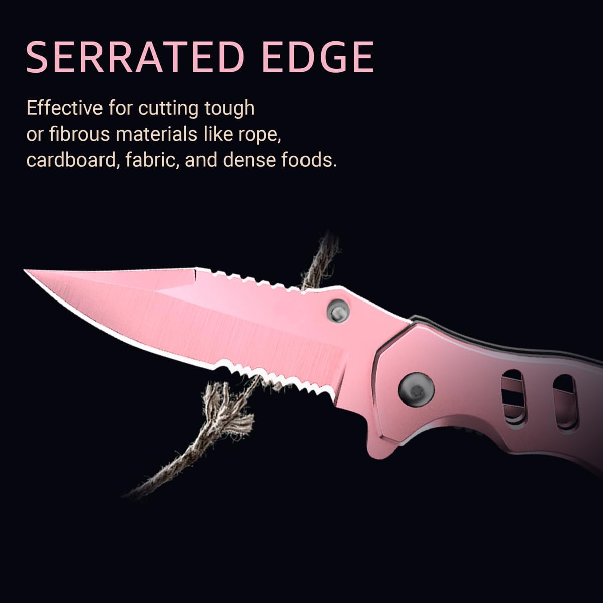 Pink Pocket Knife For Women - Legal Small Knife - 2.68 Inch Serrated Blade - Womens Knife For Self Defense - Cute Girl Survival Tool Pocket, Folding Mincing Knives - Mothers Day Gift Idea - 6655 P