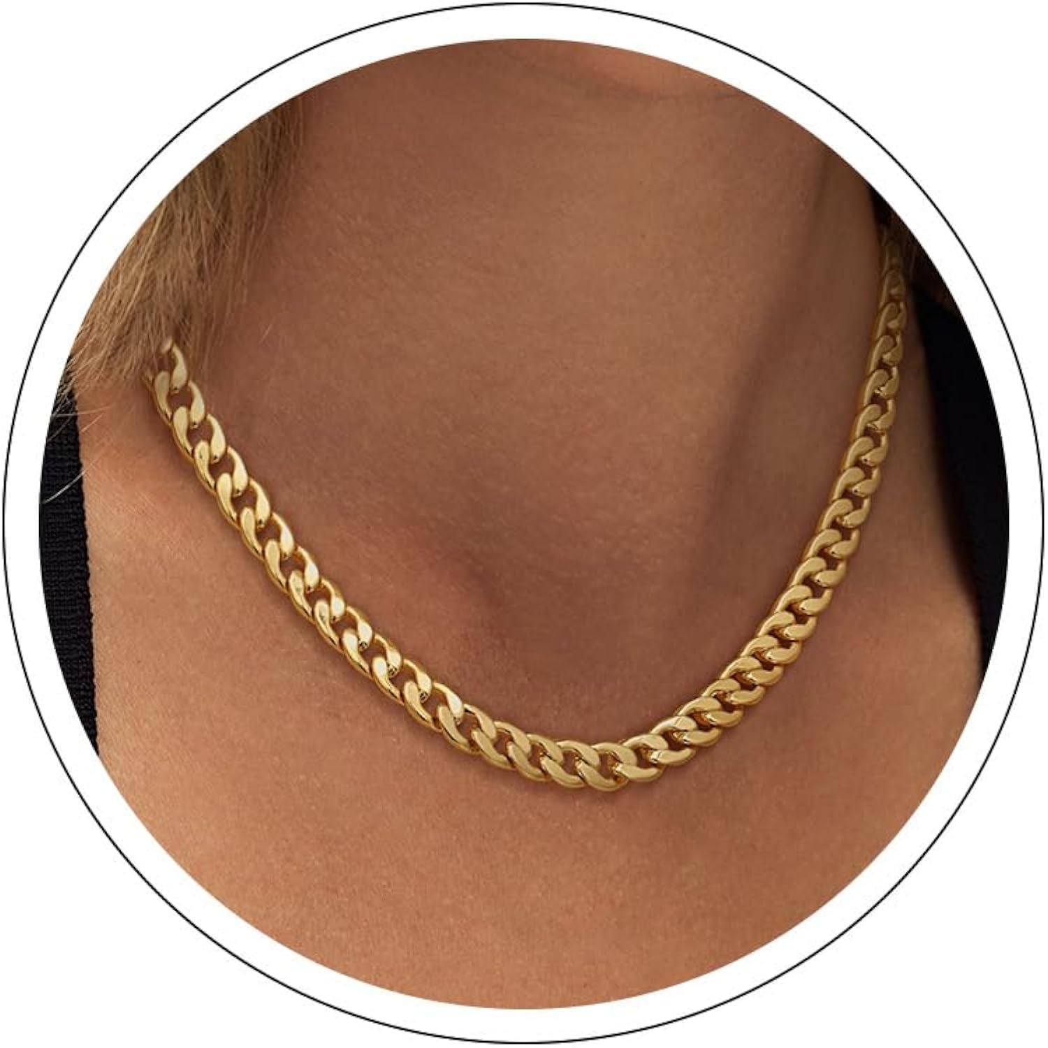 Moodear Gold Necklace for Women Dainty Chunky 14K Gold Plated/Sliver Plated Chain Necklace Cuban Link Paperclip Chain Choker Toggle Clasp Layered Necklace for Women Trendy Fashion Gift
