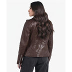 Strega Women'S Lambskin Leather Motorcycle Jacket - Real Leather Biker Jacket Women With Leather Pullers For Timeless Style