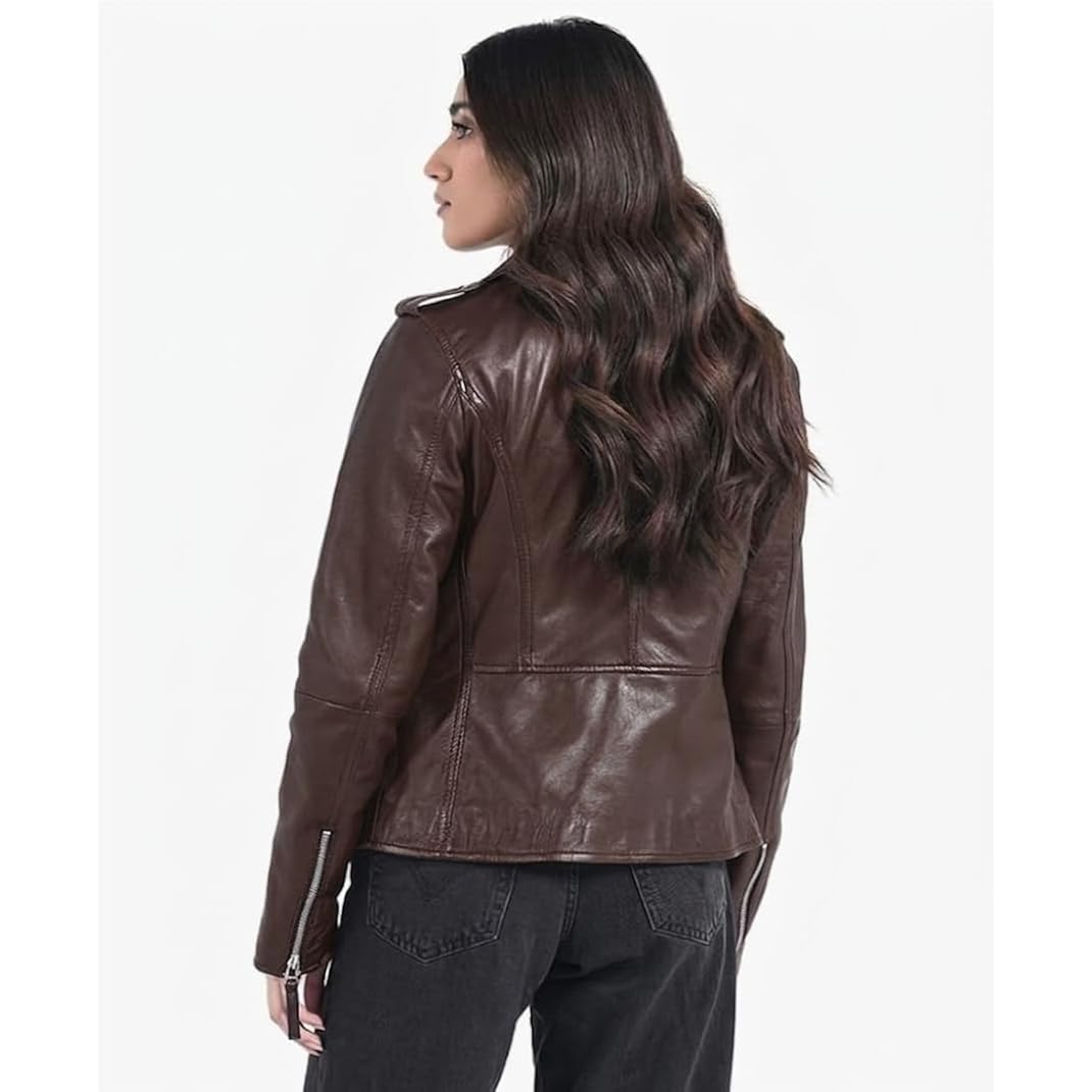 Strega Women'S Lambskin Leather Motorcycle Jacket - Real Leather Biker Jacket Women With Leather Pullers For Timeless Style