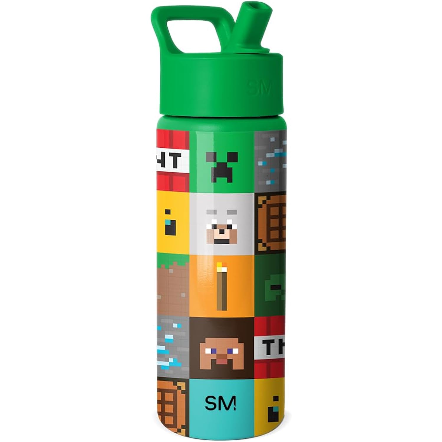 Simple Modern Minecraft Kids Water Bottle With Straw Lid | 18Oz Insulated Stainless Steel Kids Tumbler & Spill Proof Toddler Cup For School, Girls, Boys | Summit | Minecraft Mashup