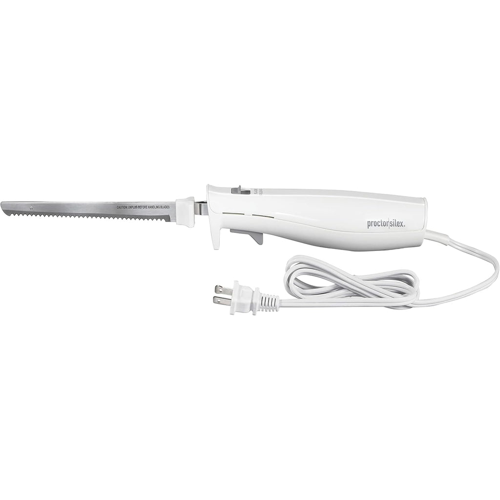 Proctor Silex Easy Slice Electric Knife for Meat Slicing, Poultry, Bread, Crafting Foam and More, Lightweight with Contoured Grip, White, (74312)