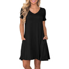 Lionstill Women'S Casual T Shirt Dress Summer Short Sleeve Swing Dresses With Pockets