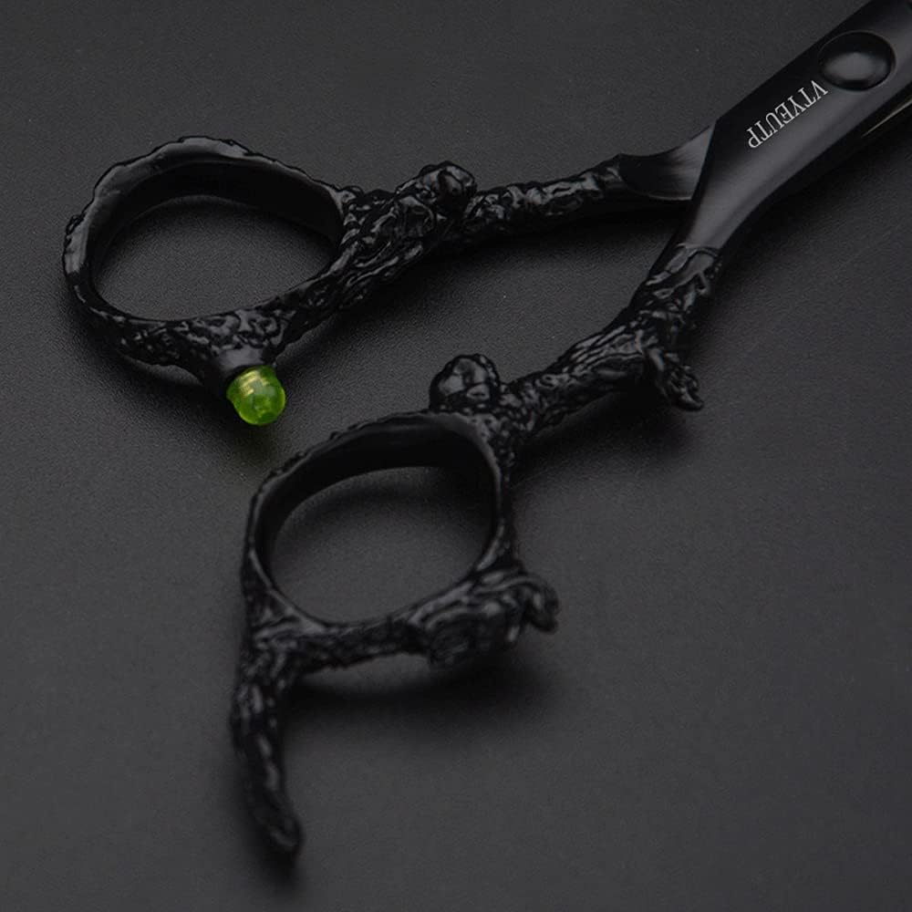 Black Dragon 6.0 Inch Professional Dragon Handle 440C Salon Hair Cutting Scissor - Hairdressing Thinning Shears- Perfect For Barber And Home Use (Scissors Set)