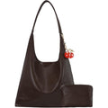 Vegan Hobo Bag Cherry Leather Shoulder Purse Slouchy Designer Crossbody Bag For Women Retro Tote Handbag