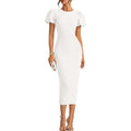 Zesica Women'S Summer Short Sleeve Bodycon Midi Dress 2026 Spring Elegant Formal Wedding Guest Cocktail Party Dresses