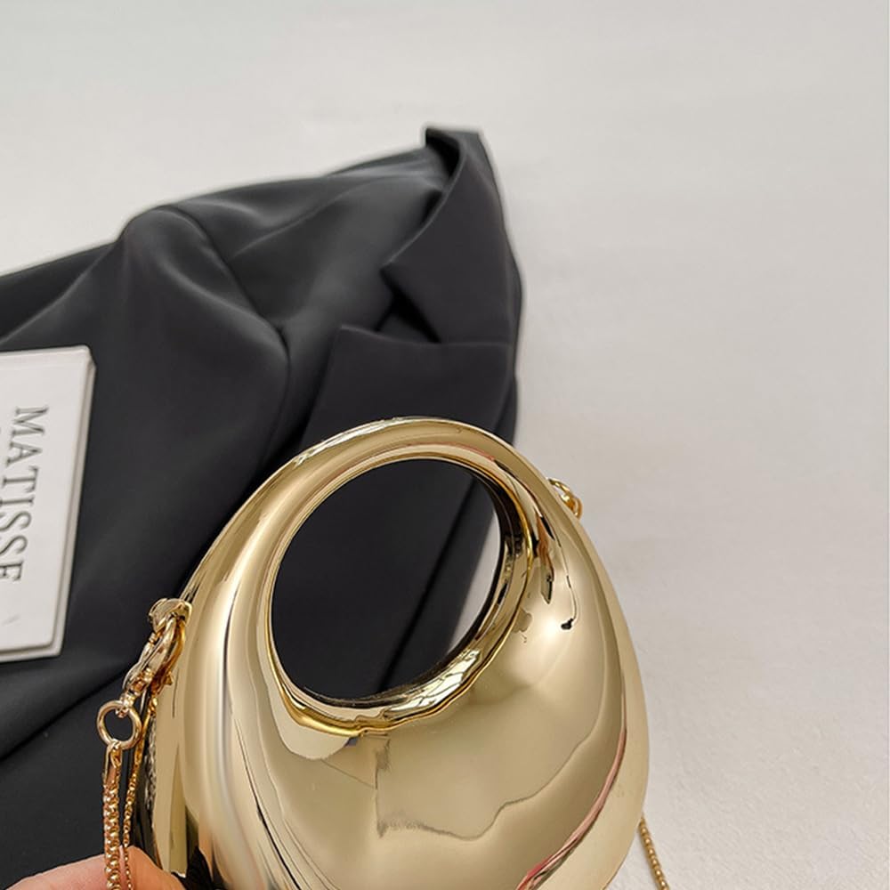 Acrylic Silver Moon Clutch Handbag With Chain | Luxury