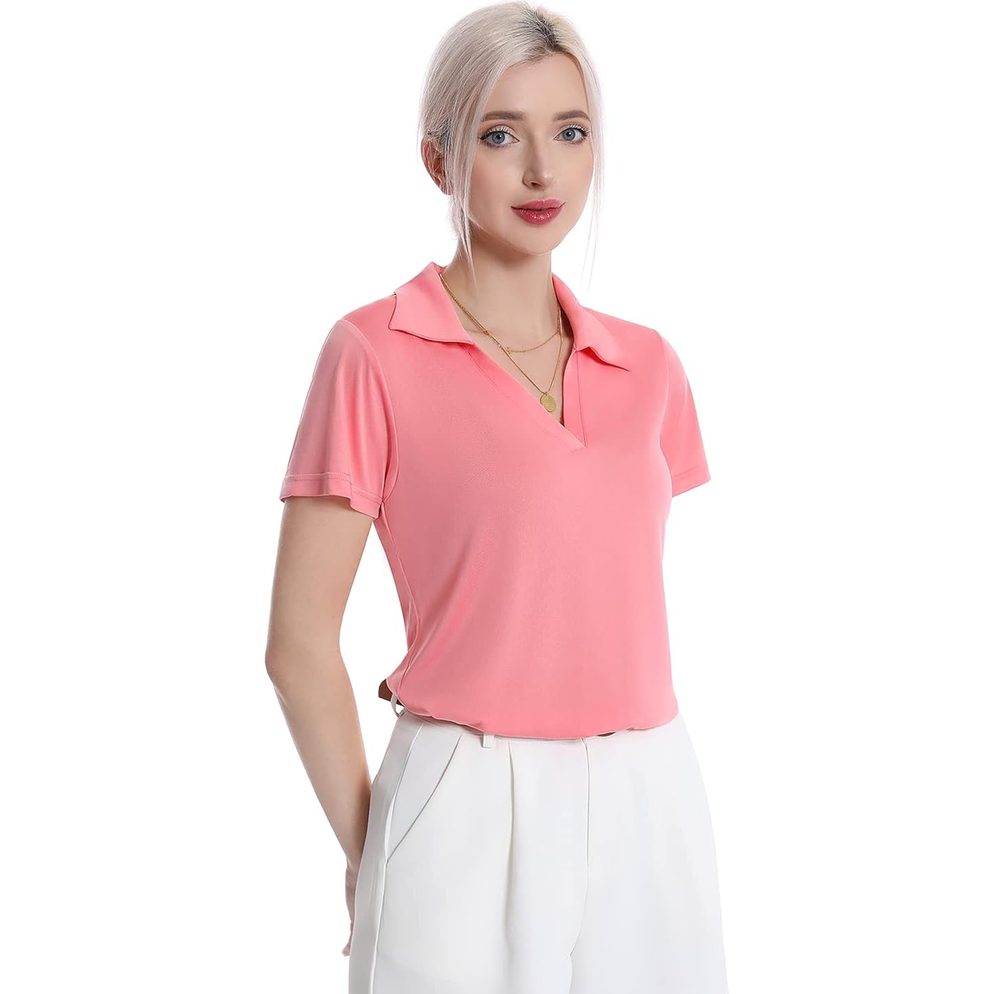 Women'S Polo Shirts V-Neck Short Sleeve Moisture Wicking Collared Shirts For Women Golf Polo Shirt For Work 1-3 Pack