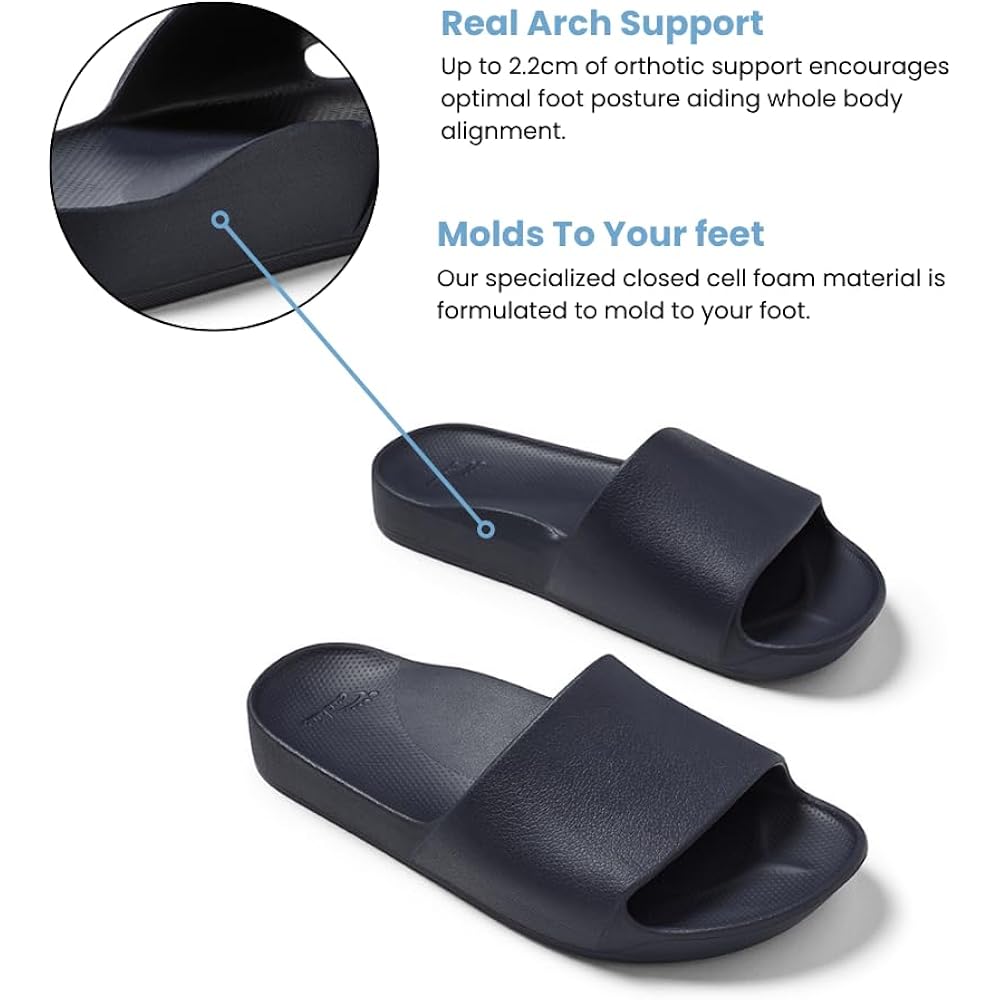 Archies Arch Support Slides – Orthotic Recovery Sandals For Plantar Fasciitis Relief, Foot Pain & Heel Pain – Lightweight, Cushioned, Shock-Absorbing Slides For Walking, Standing, And All-Day Comfort
