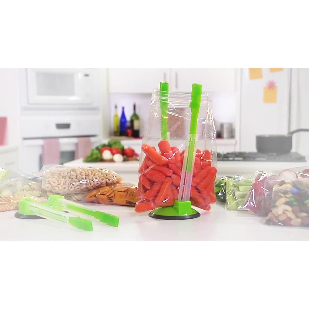 Ruibo Baggy Rack Holder For Food Prep/Ziplock Bag, Meal Planning/Plastic Freezer Bag Holders Stand, Green, Pack Of 4-4 Pcs