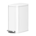 Cesun Slim Bathroom Trash Can With Lid Soft Close, 6L/1.6 Gallon Stainless Steel Small Garbage Can With Foot Pedal And Removable Inner Bucket, Slim Wastebasket For Bathroom, Office, Toilet (White)