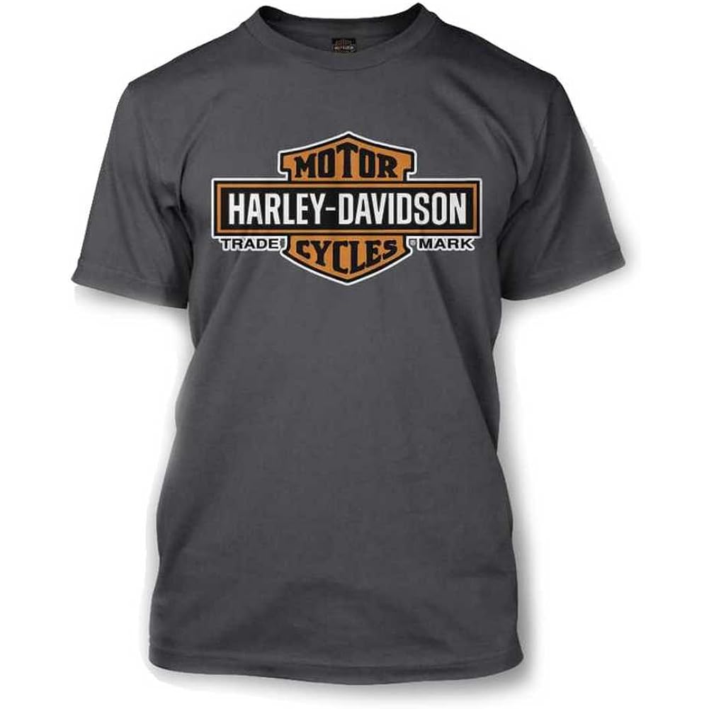 Harley-Davidson Men'S Orange Elongated Bar & Shield White T-Shirt 30291967