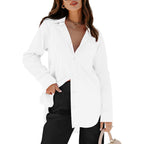 Siliteelon Oversized Button Down Shirts For Women Dress Shirts Long Sleeve Blouses Work Casual Tunics Tops With Pockets