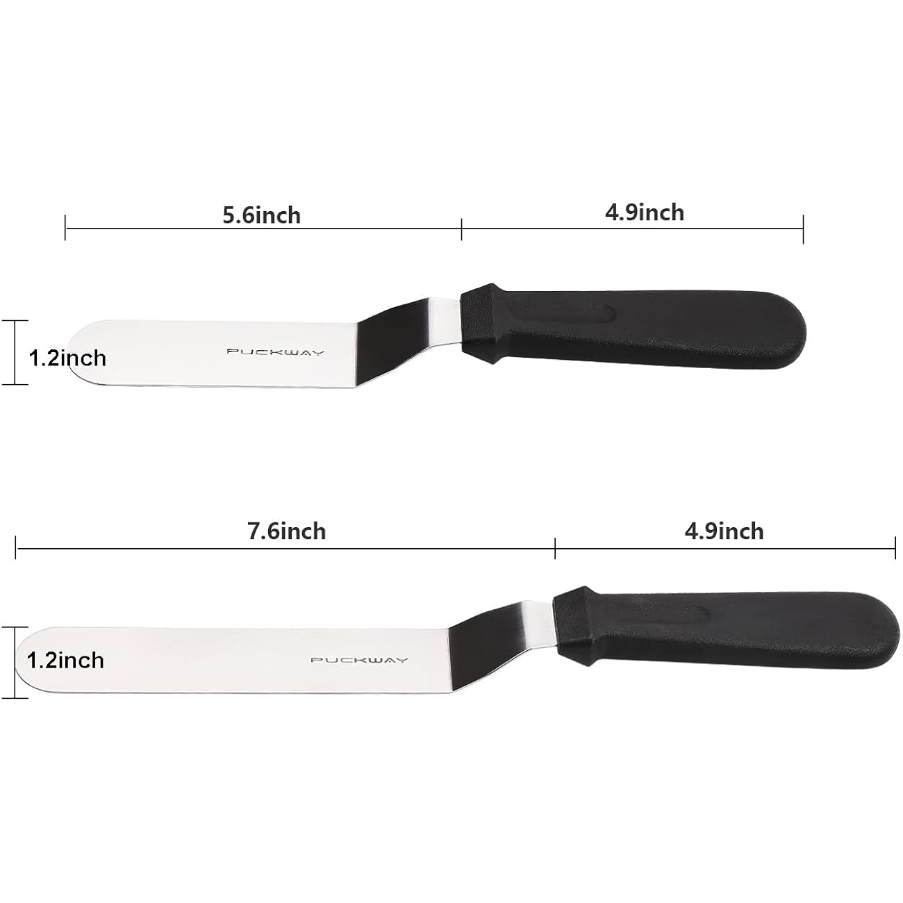 Angled Icing Spatula, Stainless Steel Offset Spatula, Cake Spatula Set Of 2 Black 6, 8 Inch Blade