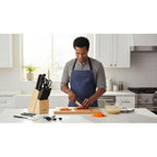 Farberware Knife Block Set 22-Piece Kitchen Knife Set With High-Carbon Stainless Steel Blades, Non-Slip Handles, Chef Knife, Santoku, Steak Knives, Scissors, Sharpening Steel, And Storage Block