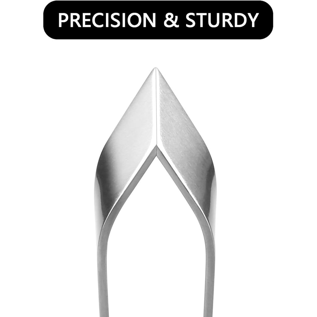 2 Pieces Fish Bone Tweezers, Stainless Steel Flat and Slant Tweezers Pliers Remover Tool (4.6")