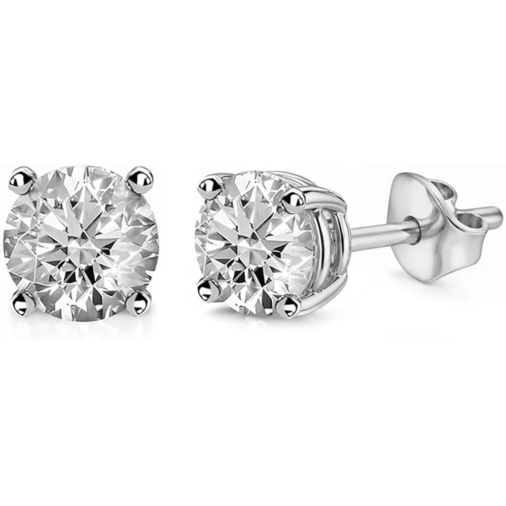 0.25 to 1 Carat Lab Grown Diamond Stud Earrings for Women and Men In 925 Sterling Silver with Platinum Or 18K Gold Plating G-H Color SI Clarity Anniversary Engagement Fine Jewelry Gifts