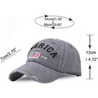 American Flag Hat for Men Women USA Flag Embroidery Distressed Adjustable Cotton Baseball Cap Dad Hat Est 1776 Red