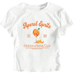 SweatyRocks Women's Tequila Print Y2k Slim Fit Crop Top Slogan Graphic Cute Short Sleeve T Shirts Orange White
